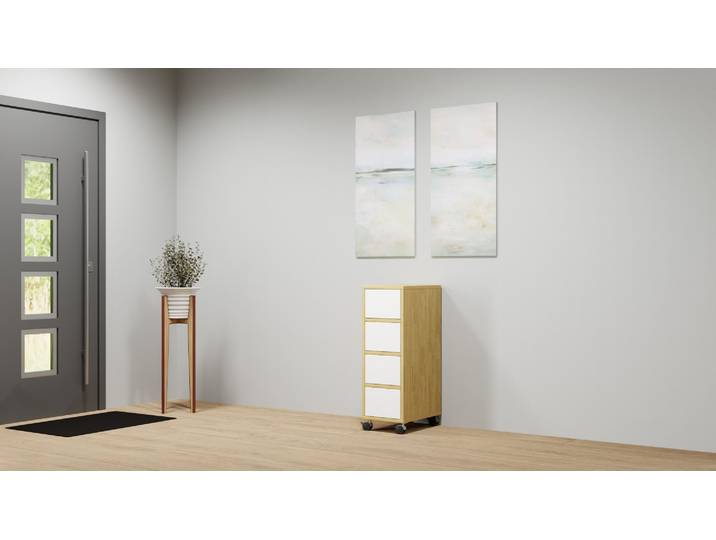 Container mit Schubladen Eiche Natur geölt