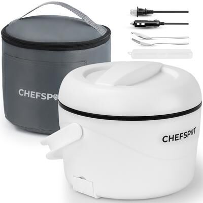 CHEFSPOT 37-Ounce Portable Electric Lunch Box, 12V/110V, with Steel Cup