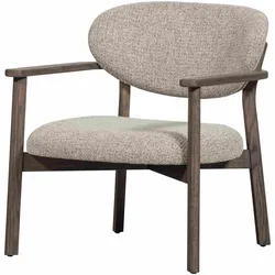 Sessel Udar aus Eichenholz, skandinavisches Design, natur und dunkelbraun, bequemer Melange-Stoff