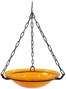 Achla Designs Hammered Copper Hanging Birdbath Bowl, 12.5 Inch Diameter, Polished Copper Plated