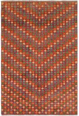 Treasured Knots Shabby Chic Balochi Duffy Magenta/Blue Hand Knotted Wool Rug - 5'1'' x 8'4''