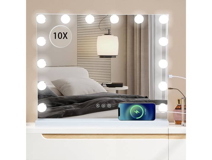 Grand miroir de Table de maquillage Hollywood 50CM, lumières de vanité, miroir à intensité variable, 3 couleurs