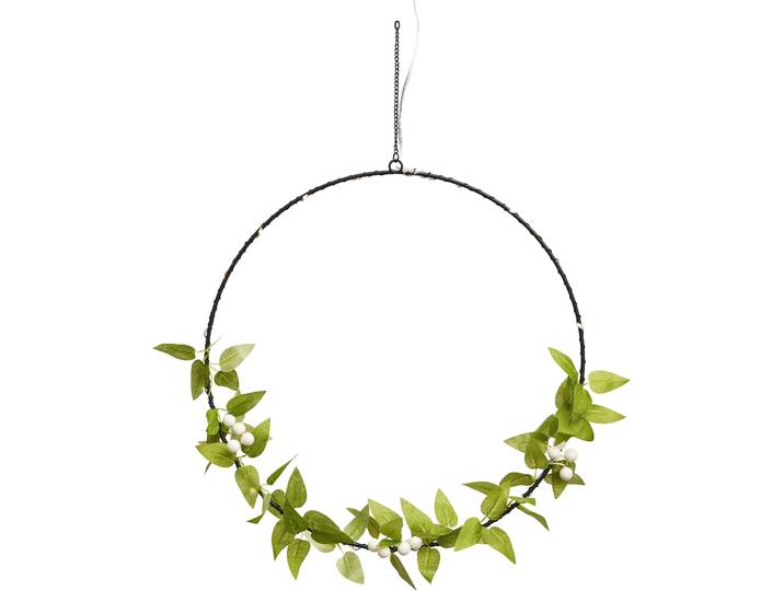 IC WINTERWORLD LED Dekolicht Weihnachtsdeko , schwarz (schwarz, grün), Ø 30cm, 1 Stk., Leuchten, Beleuchteter Metall-Ring, mit Blättern beschmückt, Ø ca. 30cm, LED Dekolicht