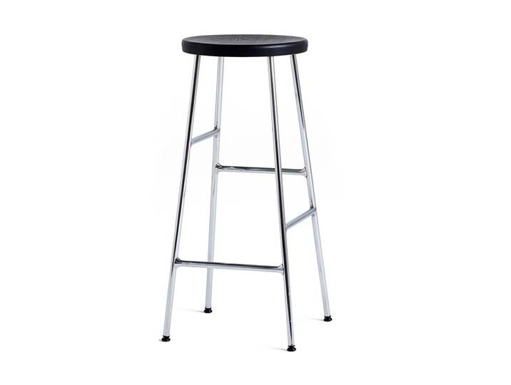 HAY Cornet runder Barhocker 75 cm Soft black oak-chrome