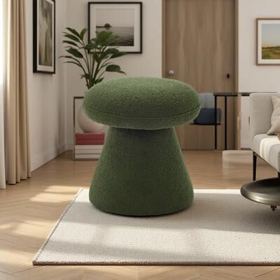 ZWYO HOSIMU "16.14"" Teddy Round Swivel Ottoman with 360掳 Rotation & 250-LB Capacity"