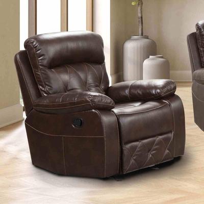 Esofastore Elegant Brown Faux Leather Recliner Sofa Set Diamond Stitching