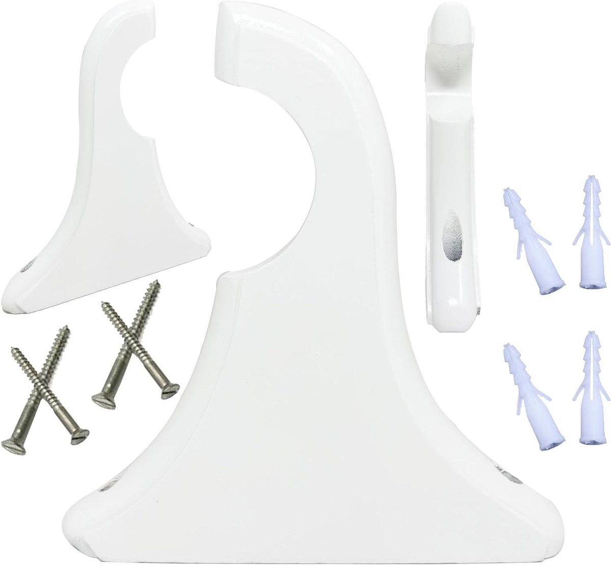 Houten Gordijnroede Beugel Wit - Roedehouder voor Raamdecoratie tot 2 Inch