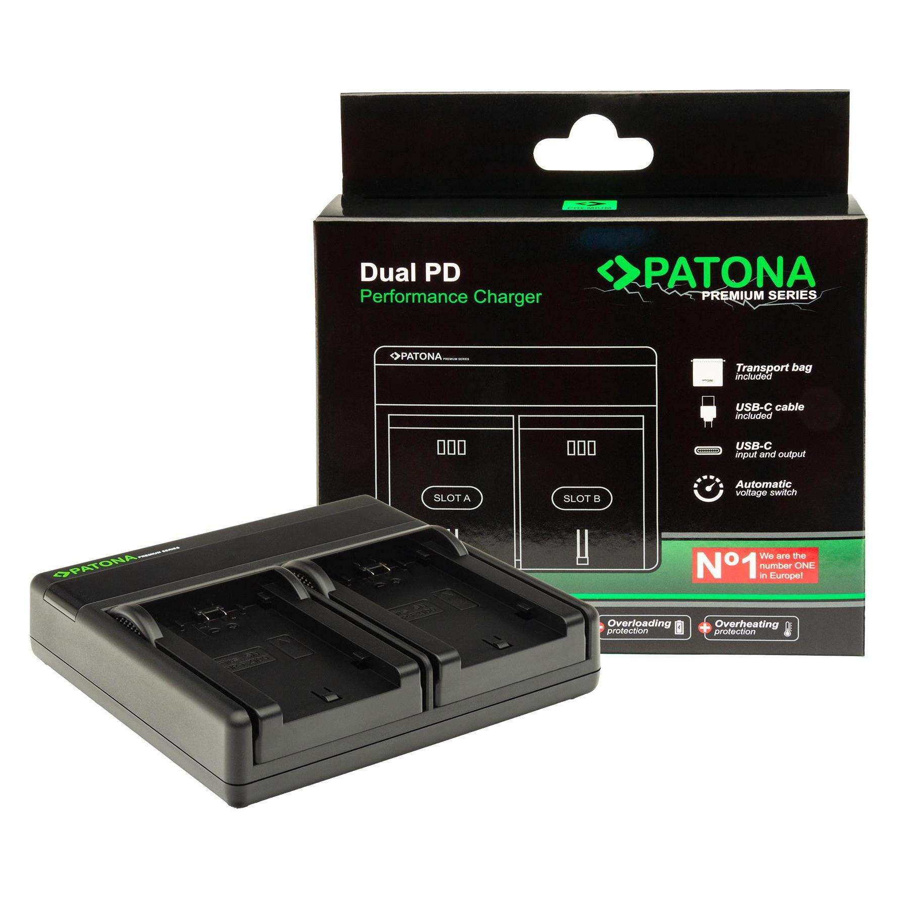 Patona Batteries Replacement Dual Charger USB USB-C (Kamera Akku Ladegerät) (121600)