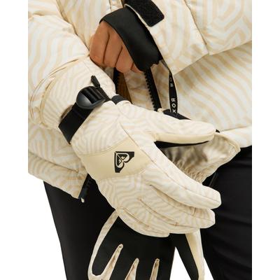 Snowboardhandschuhe ROXY "Roxy Jetty", Damen, Gr. M, beige (biscotti frosty axs), Kunstfaser, Handschuhe