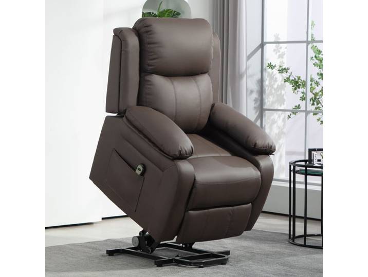 Fauteuil releveur électrique fauteuil relax électrique avec repose-pied télécommande et 2 pochettes 76x90x105cm marron