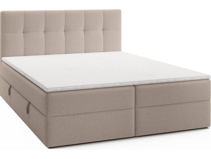 FEDVE Boxspringbett Oreno Royal Doppelbett Bettkästen Topper Matratze 160x200 cm Beige (Anthology 02)
