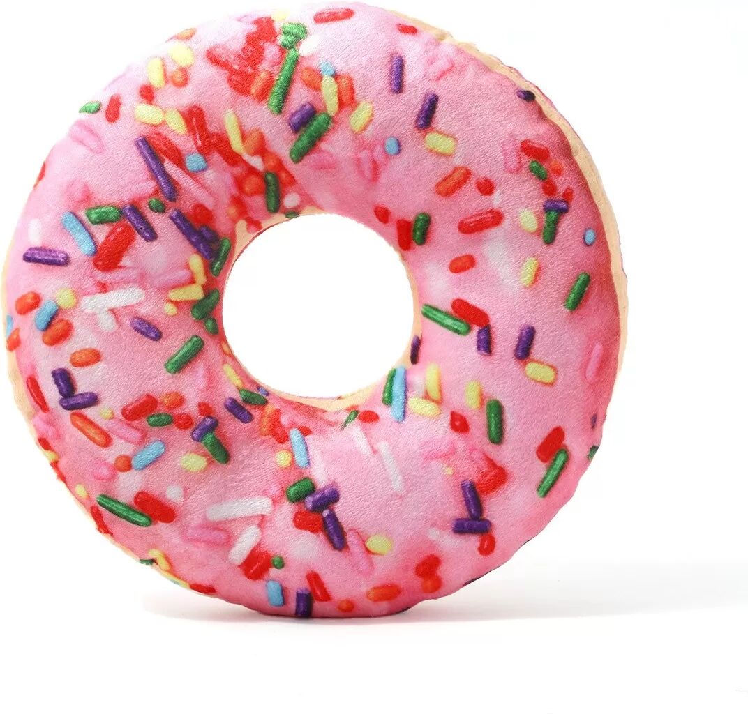 INF Jouet couineur en peluche en forme de donut - Jouet à mâcher interactif pour chiots et petits chiens