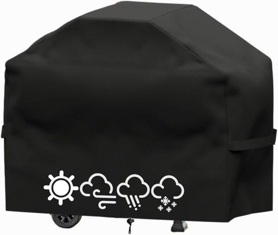 Waterbestendige en UV-bestendige grillafdekking in zwart polyester, B/D/H: 100 x 60 x 90 cm