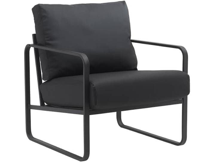 CLP Lounger Manea I Relaxsessel Kunstleder Oder Stoff Bezug I Mit Stabilem Metallgestell I Gepolsteter Clubsessel Farbe schwarz Material Kunstleder