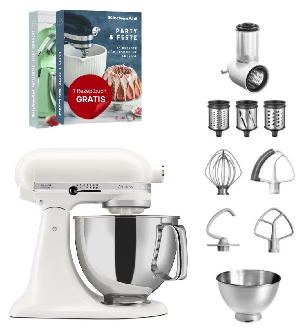 KitchenAid 4,8 L 5KSM175 Artisan Küchenmaschine Set 1 Gemüseschneider Porcelain White