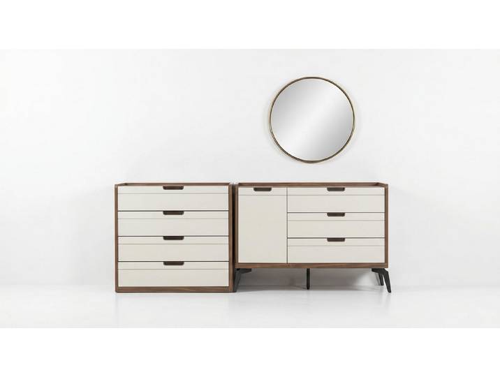 JVmoebel Kommode Modern Kommode mit Spiegel Weiß Holz Design Luxus Eleganz bequem, Made in Europa