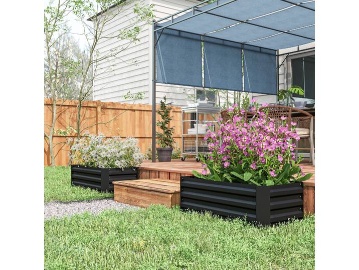 Outsunny Carré Potager 2pcs Acier Gris 100x50x30cm