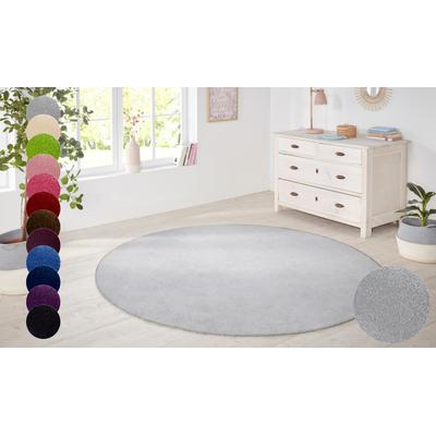 Teppich HANSE HOME "Shashi" Gr. 10, silber (silberfarben), H:8,5mm Ø:200cm, Kunstfaser, Teppiche, Teppich, Kurzflor, Unifarben, Teppich, Weich, Esszimmer, Kinderzimmer, Flur