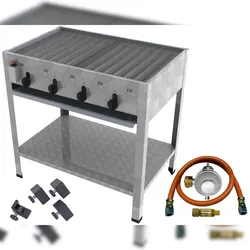 ChattenGlut ChattenTec Professional doppelwandiger Gastrobräter 4-flammig Standgerät 16 kW, Flüssiggas 815x530x830 mm mit Gewerberegler und Rost