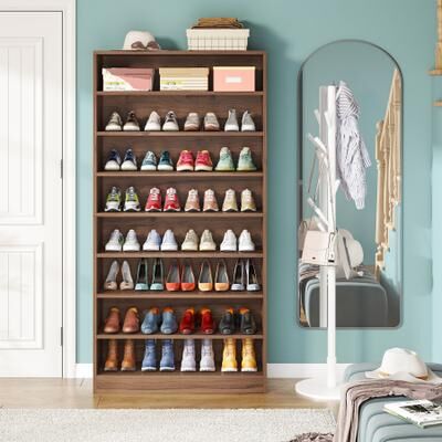 BLUEBELL 9 Tiers 40-45 Pairs Heavy Duty Wood Freestanding Shoe Storage Cabinet