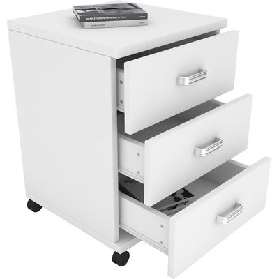 Rollcontainer VCM "Holz Rollcontainer Bürocontainer Schublade Tobila", weiß, B:45cm T:44cm, Obermaterial: 100% Holz Wood., Rollwagen, Rollcontainer