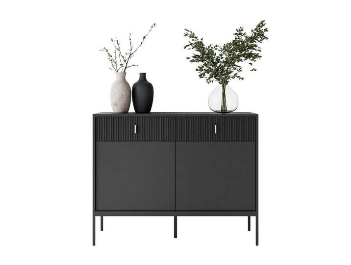 KOMMODE MIDNIGHT 2D2S mit zwei Schubladen auf Gestell schwarz
