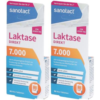 Sanotact Laktase 7.000 FCC Mini-Tabletten 2x 2x90 St Tabletten