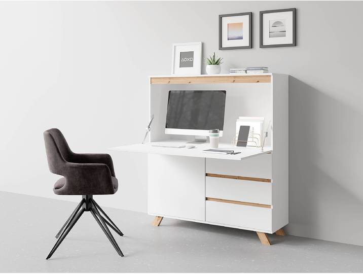 Secrétaire Rautha 120 x 127 x 38cm Blanc