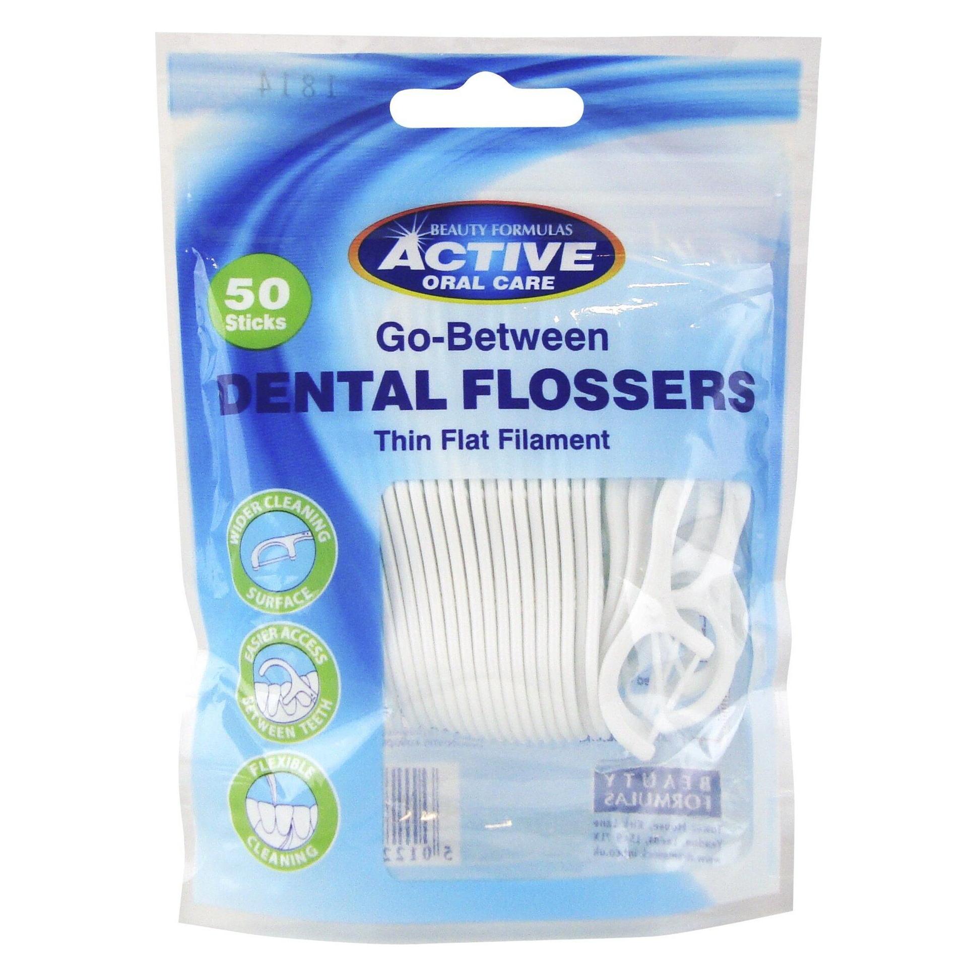 Beauty Formulas Active Oral Care - Dental Flossers Thread-Toothpicks In A String Bag 50 Pcs. (5012251010658)