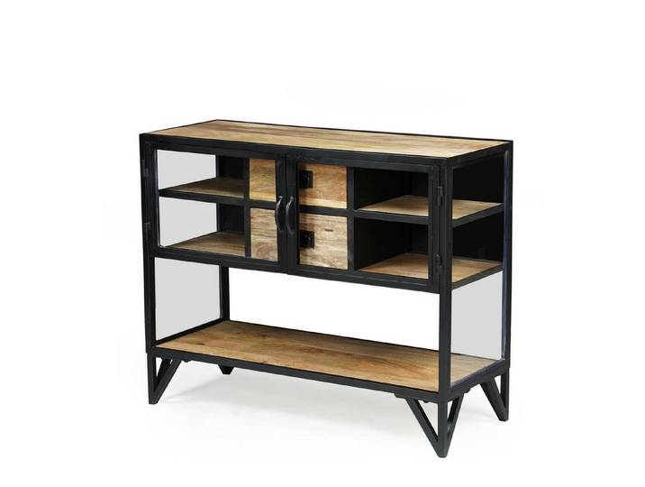 baario Konsolentisch Konsolentisch BARBAR Metall Glas, schwarz Konsole Industrial Flurtisch