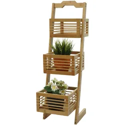 Regal MCW-M21, Standregal Badregal Ablageregal Wohnregal mit 3 Körben, Bambus 77x23x30cm