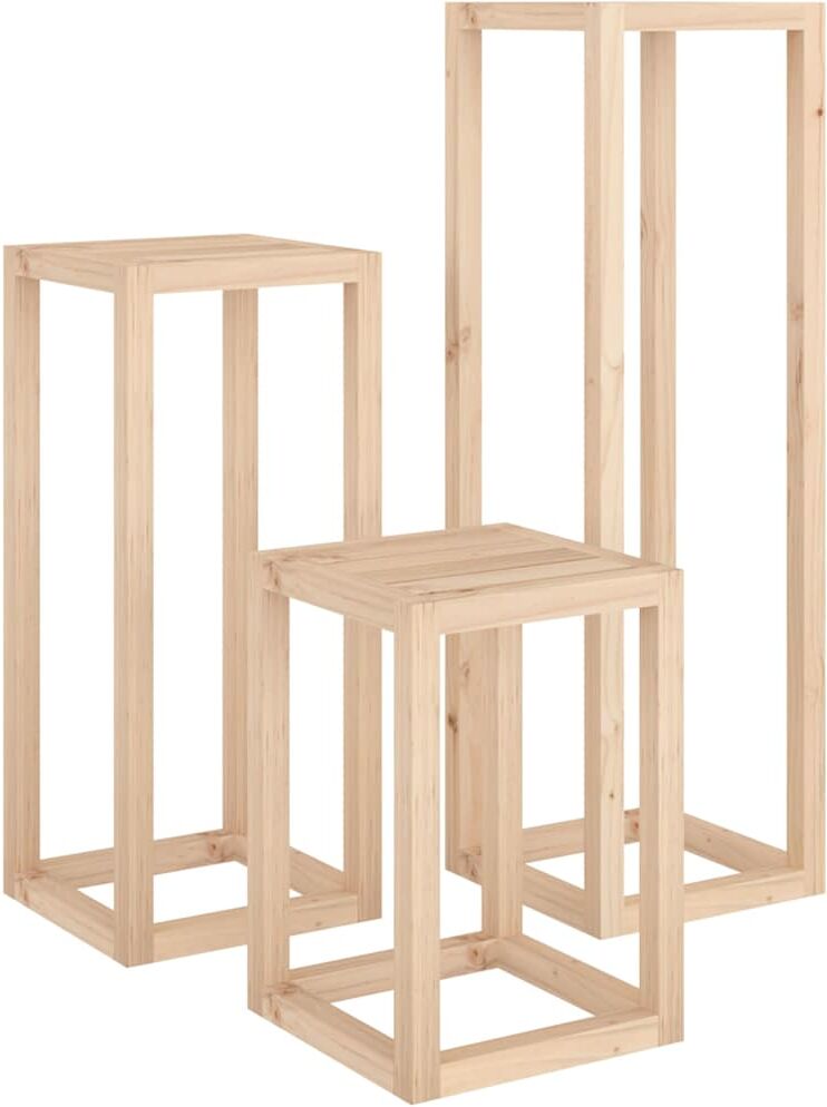 vidaXL Ensemble de supports pour plantes 3 pcs Bois de pin massif