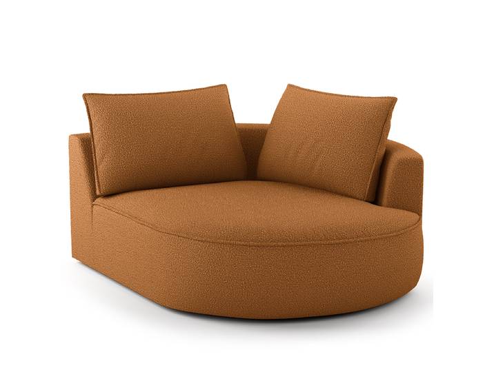 Modulottomane Braun/Karamell Bouclé Stoff Ronka 126 x 154cm Ausrichtung rechts Glamour