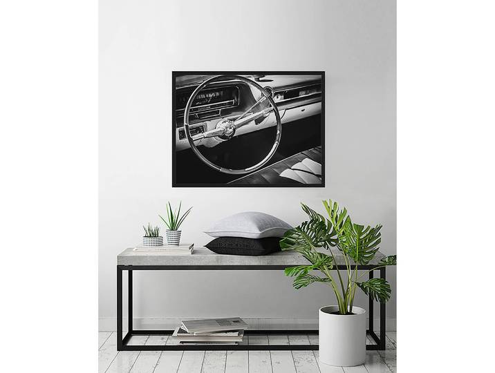 Bild Steering wheel Rahmen: Massivholz Buche, lackiert Abdeckung: Plexiglas Schwarz 83 x 63cm