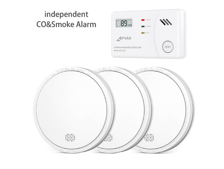 Détecteur de fumée et de CO indépendant, autonomie de 10 ans, alarme incendie 85 dB, protection de sécurité intelligente pour la maison, capteur de fumée et de CO