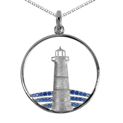 Kette mit Anhänger OSTSEE-SCHMUCK "- Leuchtturm 30 mm - Silber 925/000 - Zirkonia" Gr. 60, silber (silber 925, silberfarben, weiß), Schmuck_Sets, Damen, 60, Silber 925 (Sterlingsilber)