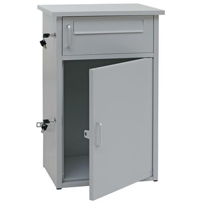 Mendler Paketkasten HWC-O51, Paketbox Paketfach Paketstation Briefkasten 2 Fächer, Stahl 78x49x38cm ~ hellgrau