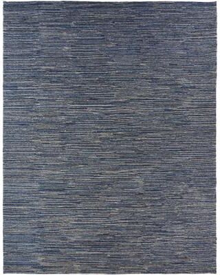 KALATY Modern Blue Flatweave Weave 100% Viscose Area Rug