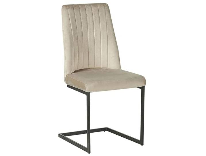 Moderner Freischwinger Stuhl 2er Set Taupe Samtstoff Metallgestell Lavonia