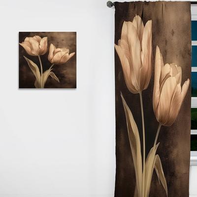 DESIGN ART "Designart ""Vintage Tulip I"" Floral Curtain - Blackout Floral Curtain - 1 Panel"