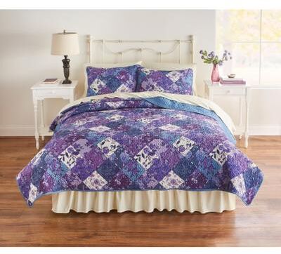 3-Pc. BH Studio Printed Patchwork Quilt Set by BH Studio in Lavender Multi (Size TWIN)