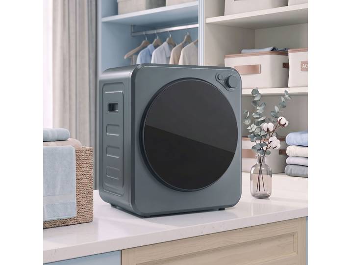 HOMCOM Sèche-linge Mini 4kg Tambour Inox 5 Programmes Gris