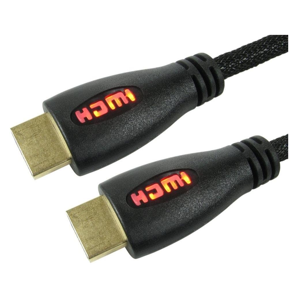 Cables Direct EOL/ 2M HDMI v1.4 Cable (Braided Cable Red LED Hood Ends 30AWG Supports 3D & 4K Resolution) (2 m) (99HD4-02RD)