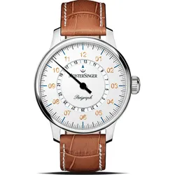 Meistersinger Klassik Plus Perigraph AM1001G - weiß,cognac mit weißer Naht - 43mm