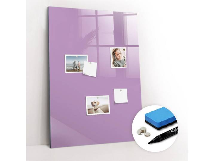 Tulup Magnettafel 70x100 Flieder schwarzer Marker, Violett, Glas, 70x0.4x100 cm, Bilder & Rahmen, Pinnwände & Magnettafeln