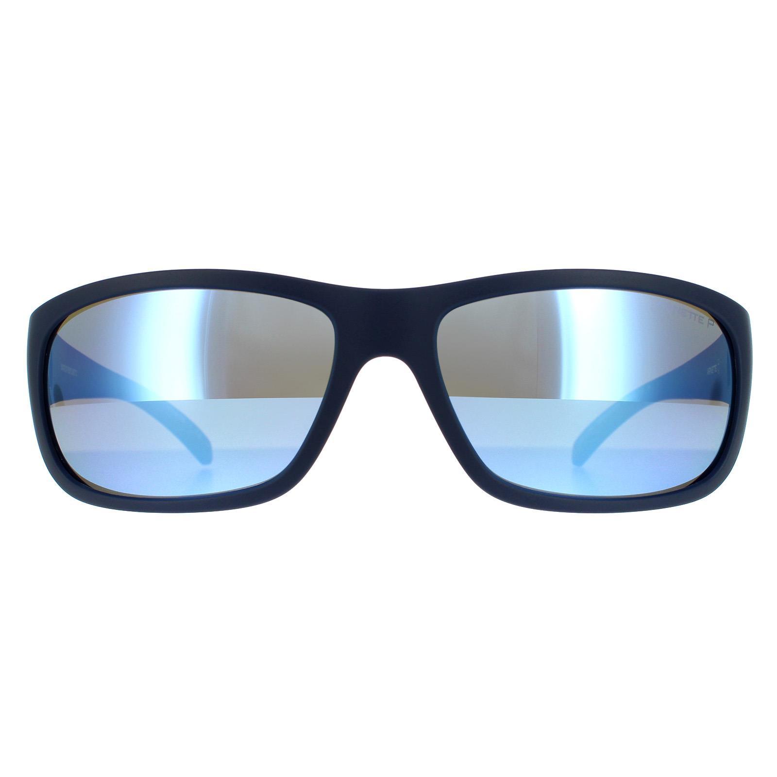 Arnette Rechthoekige Heren Mat Blauw Donkergrijs Spiegeld Waterblauw Zonnebril