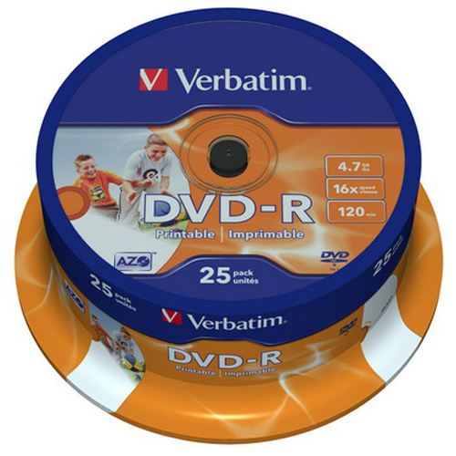 Verbatim DVD-R 4.7 GB bedruckbar 25er Spindel (43538)