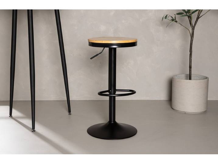 2er Set - Barhocker Cornelia mit Sitzfläche aus Kieferholz und Gestell aus Stahl - Holzoptik-Schwarz - Luxusbetten24