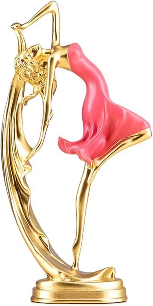 Dansend Meisjesbeeldje Ballet Sculptuur Rood - Hoogte: 28 cm