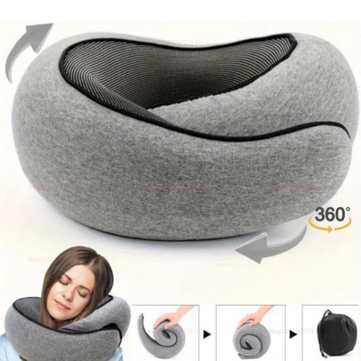 Healfit Counter U Shaped Pillow, Travel Neck Pillow Memory Foam, Snail Pillow Soft, Travel Neck Support, Sleep Pillow For Flights grey